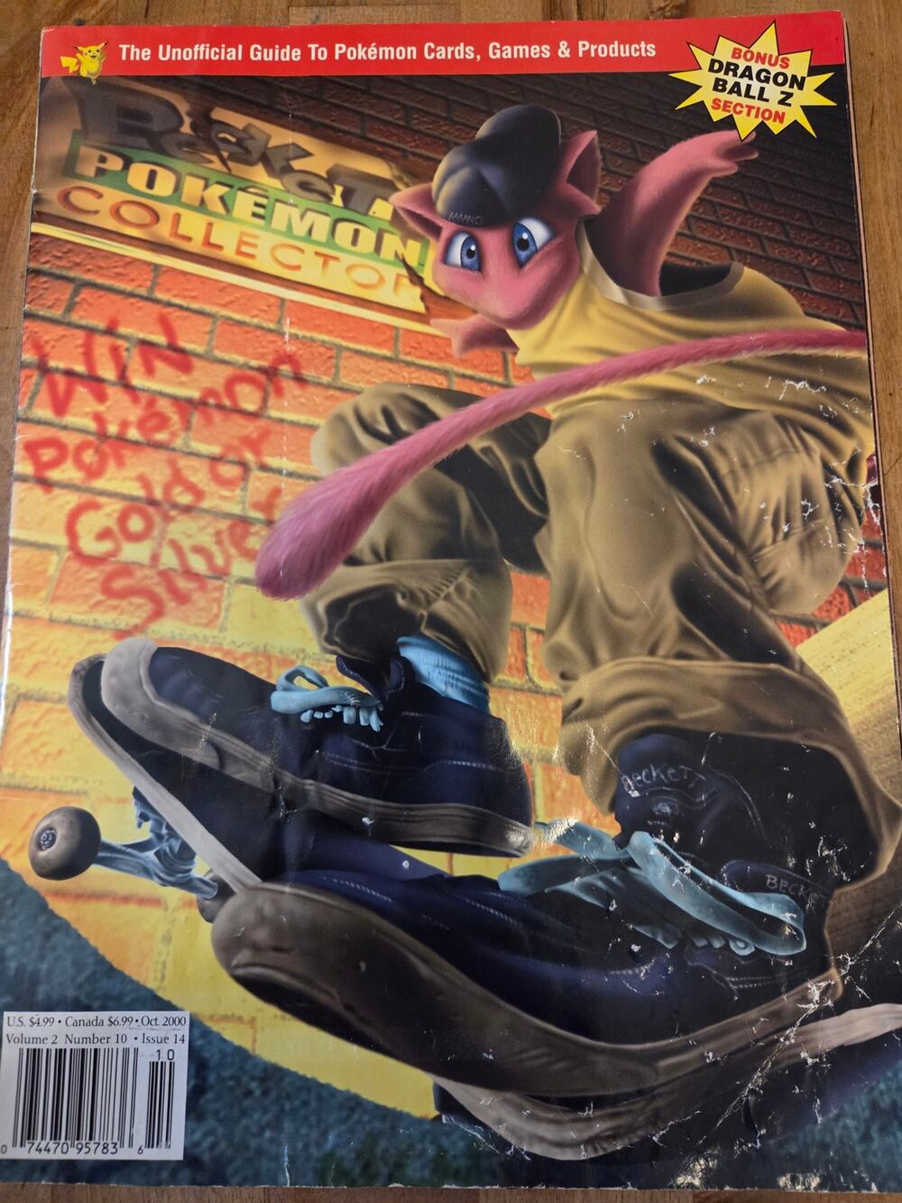 Beckett Pokemon Collector Mag Oct 2000 Issue 14 DBZ Poster Intact